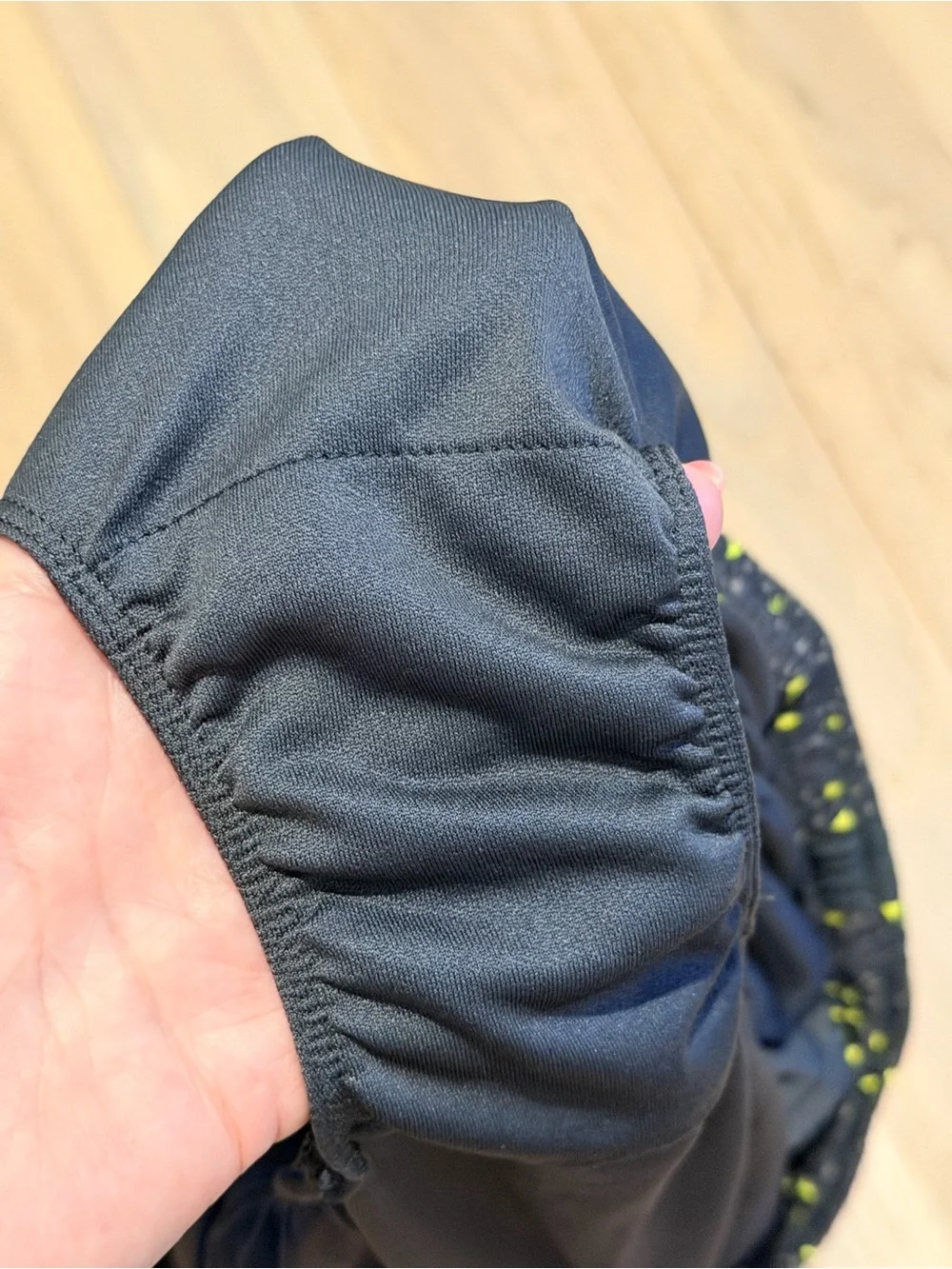 Nike Black Running Shorts with Neon Green Triangle Print size large